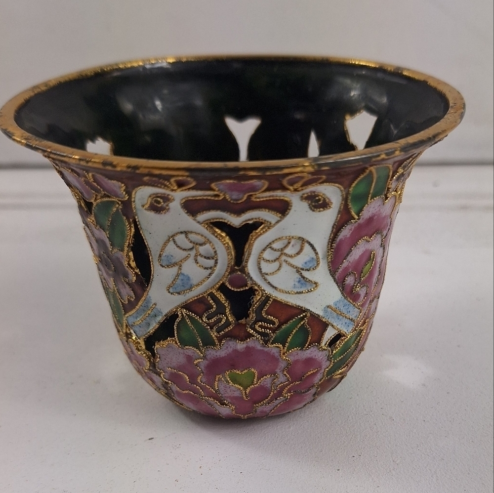 Chinese Enameled Cloisonne  Votive Holder - Picture 8 of 10
